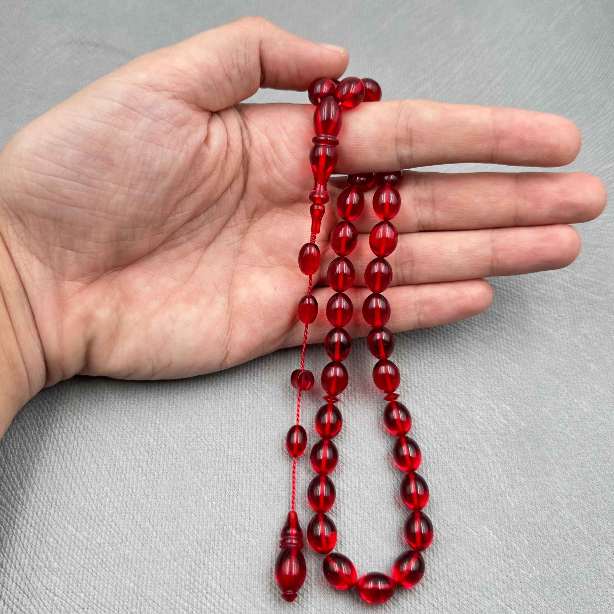 Ayhan TURAN Usta İşçilikli Kırmızı Özel Döküm Ateş Kehribar Tespih